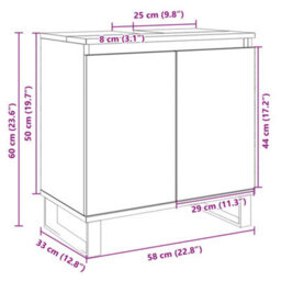 Berkfield Bathroom Cabinet Sonoma Oak 58X33X60 Cm Engineered Wood - thumbnail 9