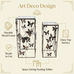 Minster 75/64Cm Metal Tables (Set Of 2) - L33 X W33 X H75 Cm - thumbnail 3