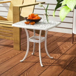 Outsunny 54 X 54Cm Aluminium Outdoor Garden Side Table W/ Umbrella Hole, White - thumbnail 8
