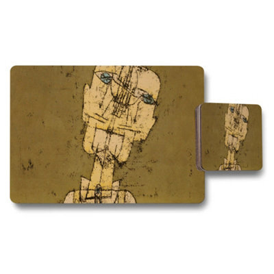 Benjamin Tate Design Abstract Art Style Figure Placemat And Coaster Set Brown - image 1
