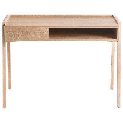 Wyld and Coco Aurorahome Minimalist Light Brown Desk 107 X 48 Cm With Iron Legs, Shelf And Drawer - image 1