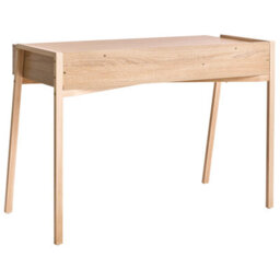 Wyld and Coco Aurorahome Minimalist Light Brown Desk 107 X 48 Cm With Iron Legs, Shelf And Drawer - thumbnail 6