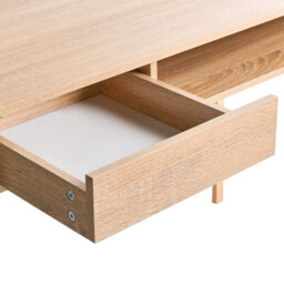 Wyld and Coco Aurorahome Minimalist Light Brown Desk 107 X 48 Cm With Iron Legs, Shelf And Drawer - thumbnail 7