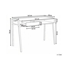 Wyld and Coco Aurorahome Minimalist Light Brown Desk 107 X 48 Cm With Iron Legs, Shelf And Drawer - thumbnail 5