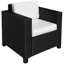 Outsunny Rattan Garden Armchair, Cushioned Single Rattan Chair, Black - thumbnail 2
