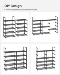 Songmics Footwear Rack, 10-Level Metal Storage Unit With Space-Saving Design, Black - thumbnail 6