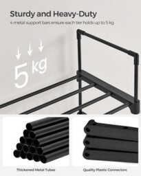 Songmics Footwear Rack, 10-Level Metal Storage Unit With Space-Saving Design, Black - thumbnail 5