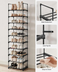 Songmics Footwear Rack, 10-Level Metal Storage Unit With Space-Saving Design, Black - thumbnail 8