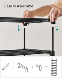 Songmics Footwear Rack, 10-Level Metal Storage Unit With Space-Saving Design, Black - thumbnail 7