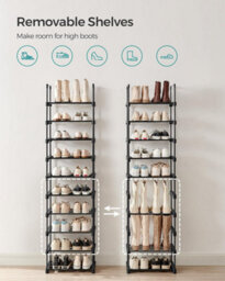 Songmics Footwear Rack, 10-Level Metal Storage Unit With Space-Saving Design, Black - thumbnail 4