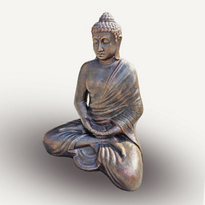 Serenityy Large Antique Gold Thai Buddha Statue 0.96M, 19Kg, Bronze-Effect Finish.