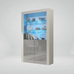 Modern Sideboard Display Cabinet Cupboard Tv Stand Living Room High Gloss Doors - White & Grey - thumbnail 3