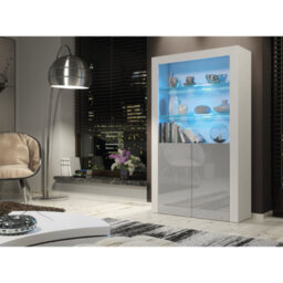 Modern Sideboard Display Cabinet Cupboard Tv Stand Living Room High Gloss Doors - White & Grey - thumbnail 4