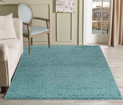 Desire Rugs Plain Living Room Shaggy Area Rugs Duckegg 160X230 Cm - image 1