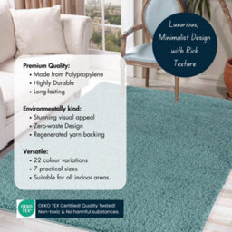Desire Rugs Plain Living Room Shaggy Area Rugs Duckegg 160X230 Cm - thumbnail 3