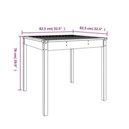 Berkfield Garden Table White 82.5X82.5X76 Cm Solid Wood Pine - thumbnail 8