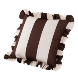 Hayward 50 X 50Cm Outdoor Cushion, Brown Stripe Frill Edge Design, Shower-Resistant Square Cushion For Garden & Patio - thumbnail 1