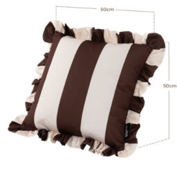 Hayward 50 X 50Cm Outdoor Cushion, Brown Stripe Frill Edge Design, Shower-Resistant Square Cushion For Garden & Patio - thumbnail 3