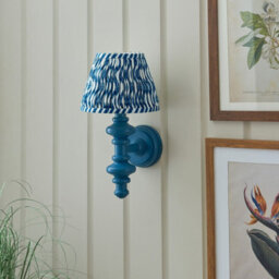 Luminosa Lighting Luminosa Carnaby Satin Marlin Blue Paint Wall Light With Marlin Blue Fabric Ripple Shade 20Cm B22 - thumbnail 3