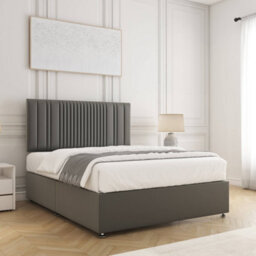 Bsspoke Florence Divan Bed Set Grey Plush Velvet With 24Inch Headboard & No Mattress No Drawers In Single Double King 4Ft 6Ft - thumbnail 3