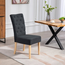 Set Of 2 Pienza Fabric Dining Chairs - Black - thumbnail 3