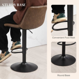 Wyld Haus Tadilu Fato Set Of 2 Brown Faux Leather Adjustable Retro Bar Stools With Swivel Seats - thumbnail 6
