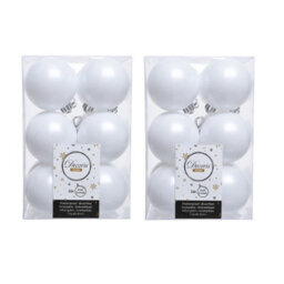 Decoris 2 X 12 Luxury Shatterproof Christmas Baubles Tree Decorations 60mm - Winter White - thumbnail 1