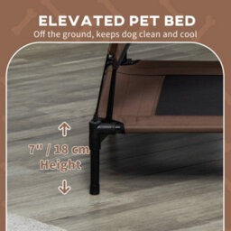 Pawhut 92Cm Elevated Dog Bed Cooling Raised Pet Cot Uv Protection Canopy Brown - thumbnail 7
