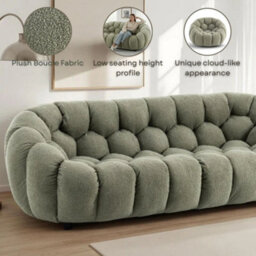 Teddy Boucle Fabric White 3 Seater Sofa - thumbnail 8