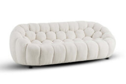 Teddy Boucle Fabric White 3 Seater Sofa - thumbnail 4