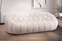 Teddy Boucle Fabric White 3 Seater Sofa - thumbnail 2