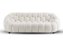 Teddy Boucle Fabric White 3 Seater Sofa - thumbnail 3