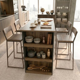 Decorotika Mado Kitchen Island Walnut Black - thumbnail 2