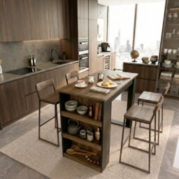 Decorotika Mado Kitchen Island Walnut Black