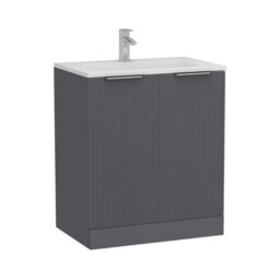 Royal Bathrooms Evora 700mm Graphite Grey Fluted Floor Standing Bathroom Vanity Unit 2 Door Cabinet Storage With Stone Basin Sink - 1 Tap Hole - thumbnail 6