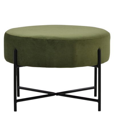Lakeland Furniture Avon Olive Green Velvet Black Leg Foot Stool - image 1