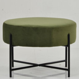 Lakeland Furniture Avon Olive Green Velvet Black Leg Foot Stool - thumbnail 3