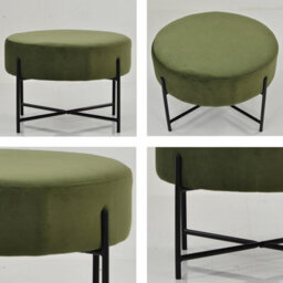 Lakeland Furniture Avon Olive Green Velvet Black Leg Foot Stool - thumbnail 2