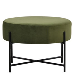Lakeland Furniture Avon Olive Green Velvet Black Leg Foot Stool