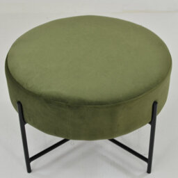 Lakeland Furniture Avon Olive Green Velvet Black Leg Foot Stool - thumbnail 4