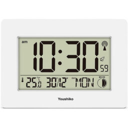 Youshiko Radio Controlled Lcd Wall Mountable And Desk Clock ( White  ) - thumbnail 1