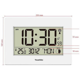 Youshiko Radio Controlled Lcd Wall Mountable And Desk Clock ( White  ) - thumbnail 4