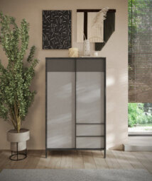 FurniComp LTD Furnicomp Venice 2 Door 2 Drawer Lead And Slate Grey Tall Sideboard/highboard - thumbnail 2