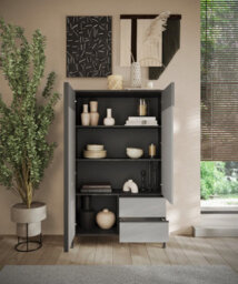 FurniComp LTD Furnicomp Venice 2 Door 2 Drawer Lead And Slate Grey Tall Sideboard/highboard - thumbnail 3