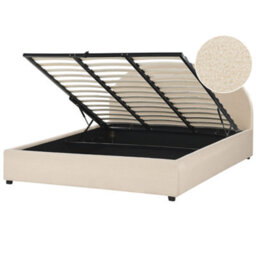Beliani Ottoman Bed Boucle Vaucluse 180 X 200 Cm (Eu Super King) Beige - thumbnail 1