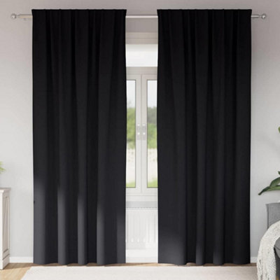Walplus Curtains With Curtains 2 Pcs Black Polyester - image 1