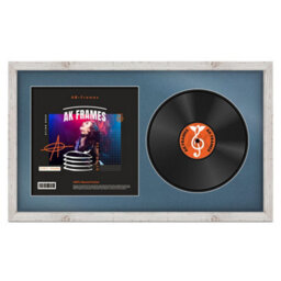 "30X17"" White Rustic Modern Vinyl Record Frame With Pompadour Mount For 12 Inch Lp Album Cover & Disc - Ak Frames" - thumbnail 1