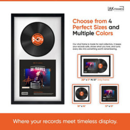"30X17"" White Rustic Modern Vinyl Record Frame With Pompadour Mount For 12 Inch Lp Album Cover & Disc - Ak Frames" - thumbnail 4