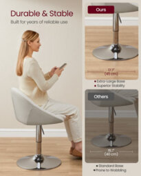 LEDREM Adjustable Dressing Chair, Office Chair, Swivel Stool With Backrest, Steel, For Counter - thumbnail 5
