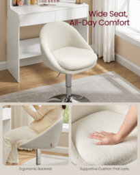 LEDREM Adjustable Dressing Chair, Office Chair, Swivel Stool With Backrest, Steel, For Counter - thumbnail 4